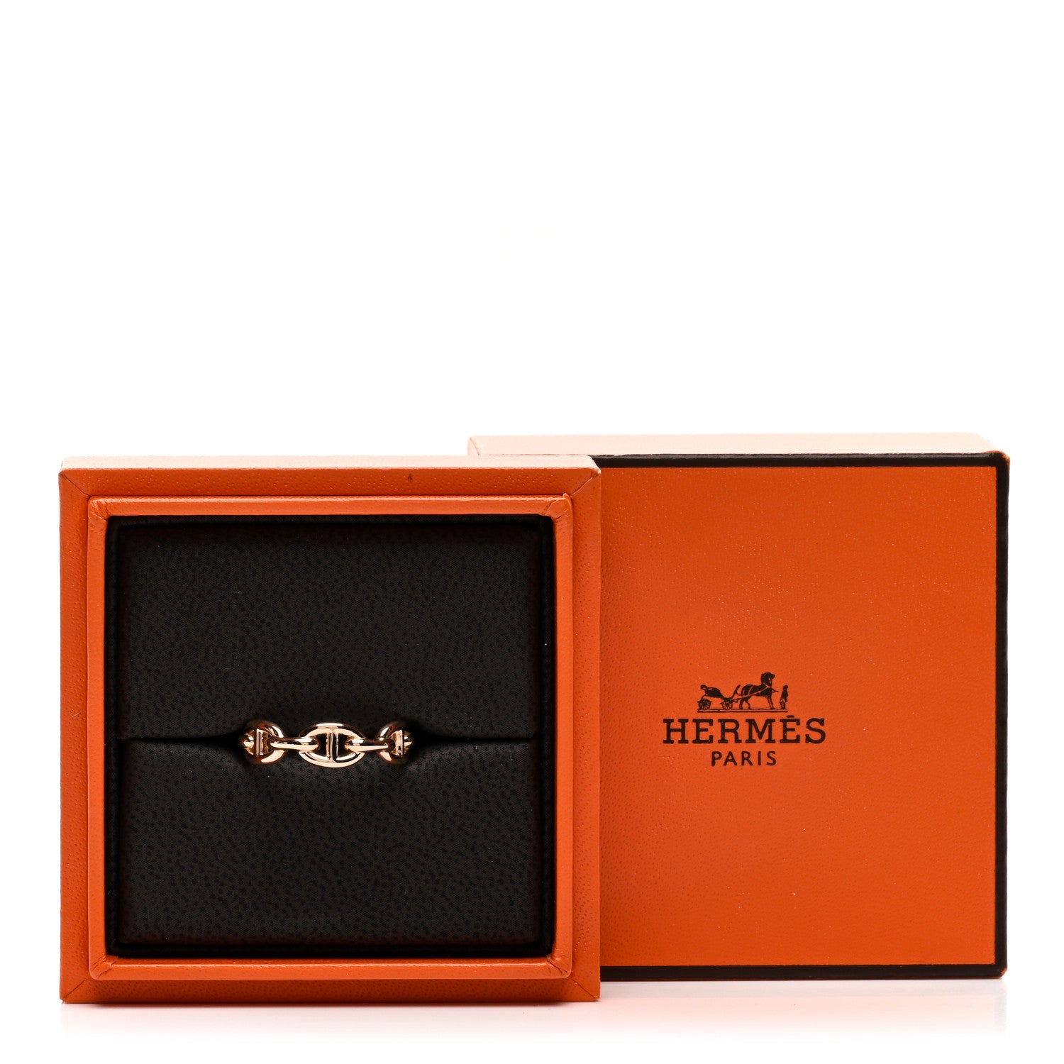 Hermes 18K Rose Gold PM Chaine d'Ancre Enchainee Ring 58 8.25 9 of 9