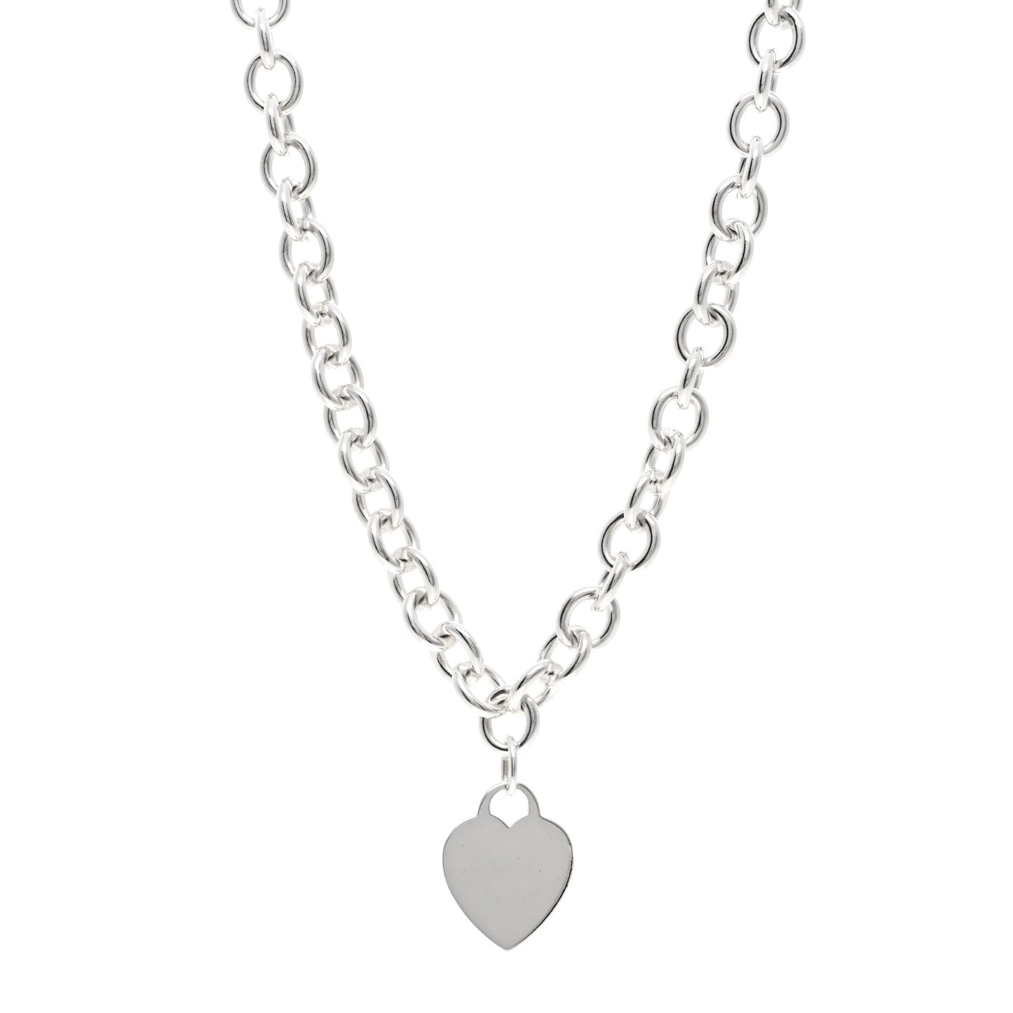 Sterling Silver Heart Tag Pendant Necklace