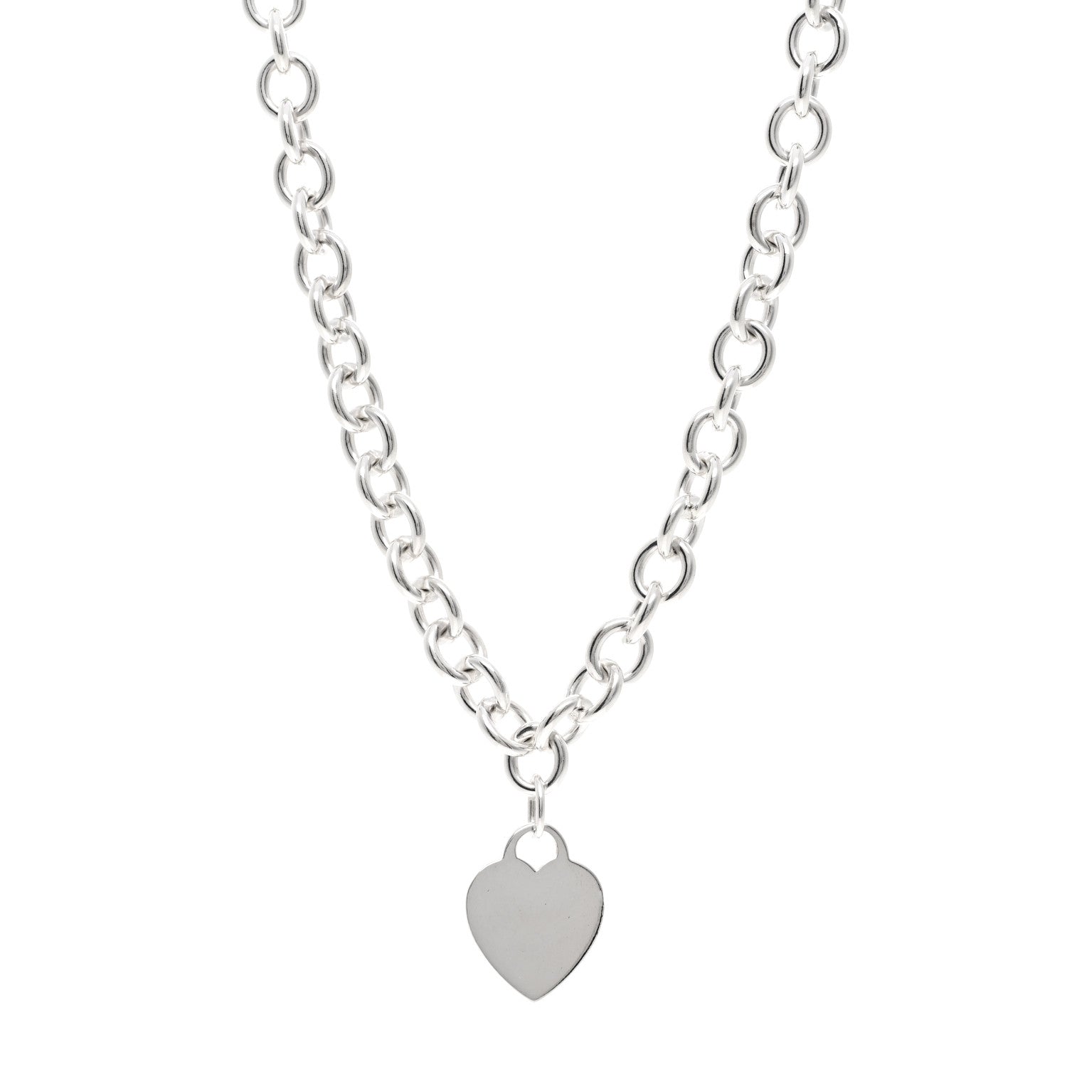 Tiffany Sterling Silver Heart Tag Pendant Necklace 1 of 5