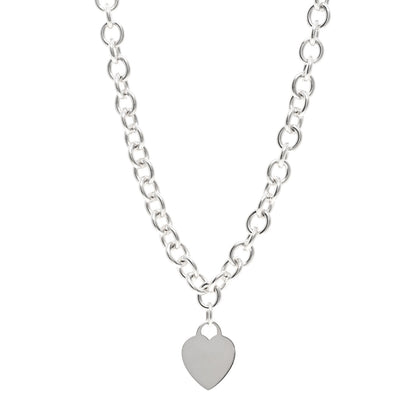 Tiffany Sterling Silver Heart Tag Pendant Necklace 1 of 5