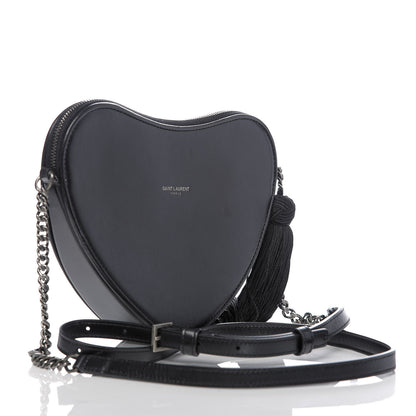 Saint Laurent Calfskin Heart Monogram Crossbody Black 3 of 9