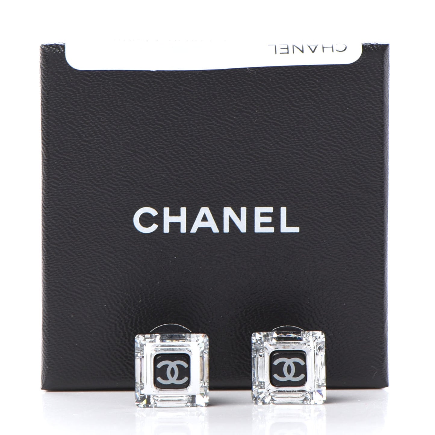 Lucite CC Square Charm Earrings Black