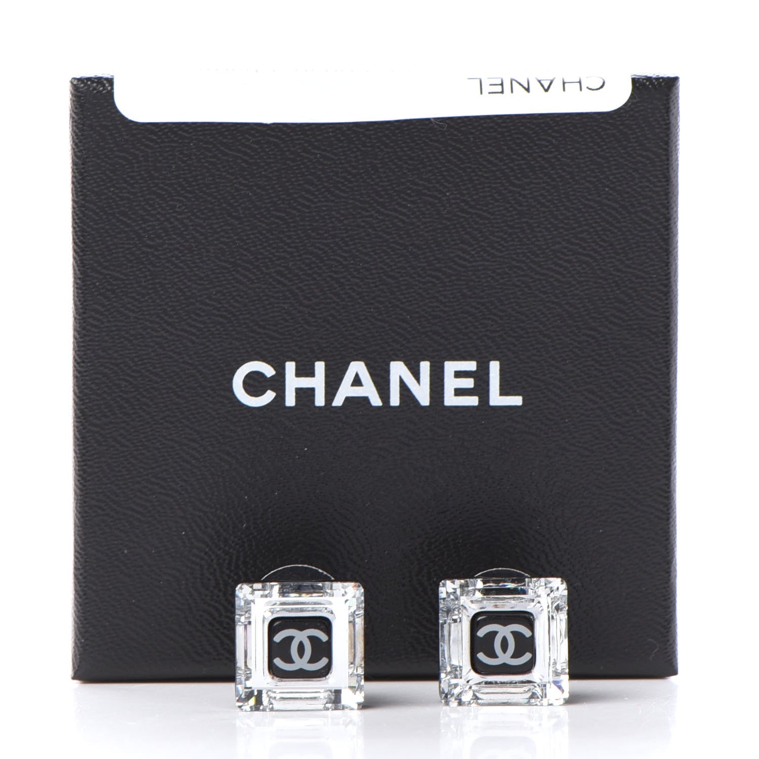 Chanel Lucite CC Square Charm Earrings Black 5 of 5