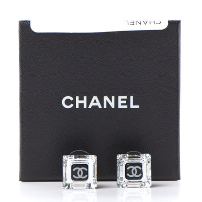 Chanel Lucite CC Square Charm Earrings Black 5 of 5