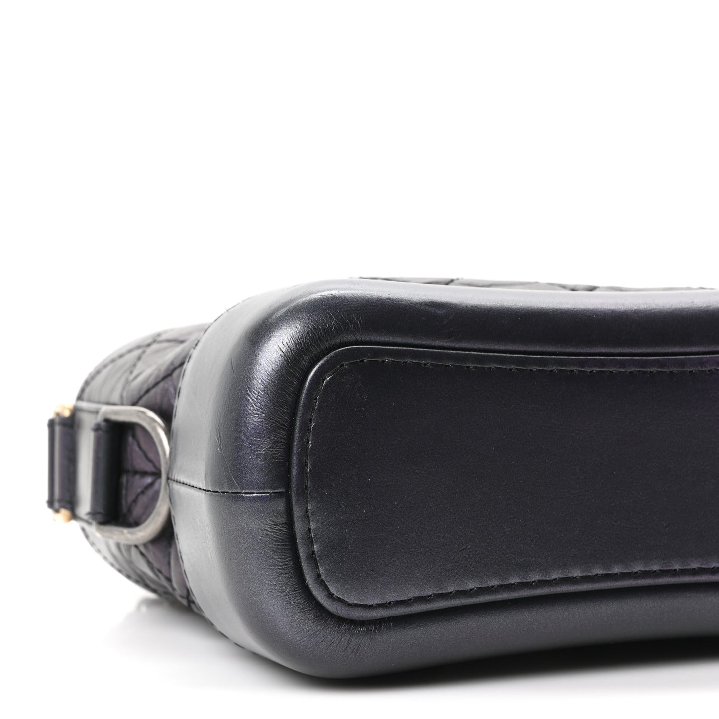Iridescent Aged Calfskin Quilted Small Gabrielle Hobo Black
