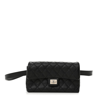 Chanel Grained Calfskin Quilted 2.55 Reissue Flap Belt Bag Clutch  Black 1 of 12