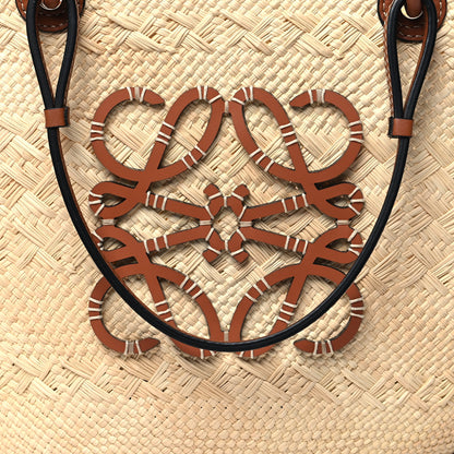 Loewe Iraca Palm Calfskin Medium Anagram Basket Bag Natural Tan 8 of 10