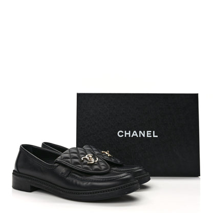 Chanel Lambskin Quilted CC Turnlock Loafers 39.5 Black 12 of 12