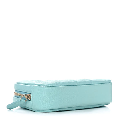 Chanel Caviar Quilted Small Curvy Pouch Cosmetic Case Light Blue 4 of 11