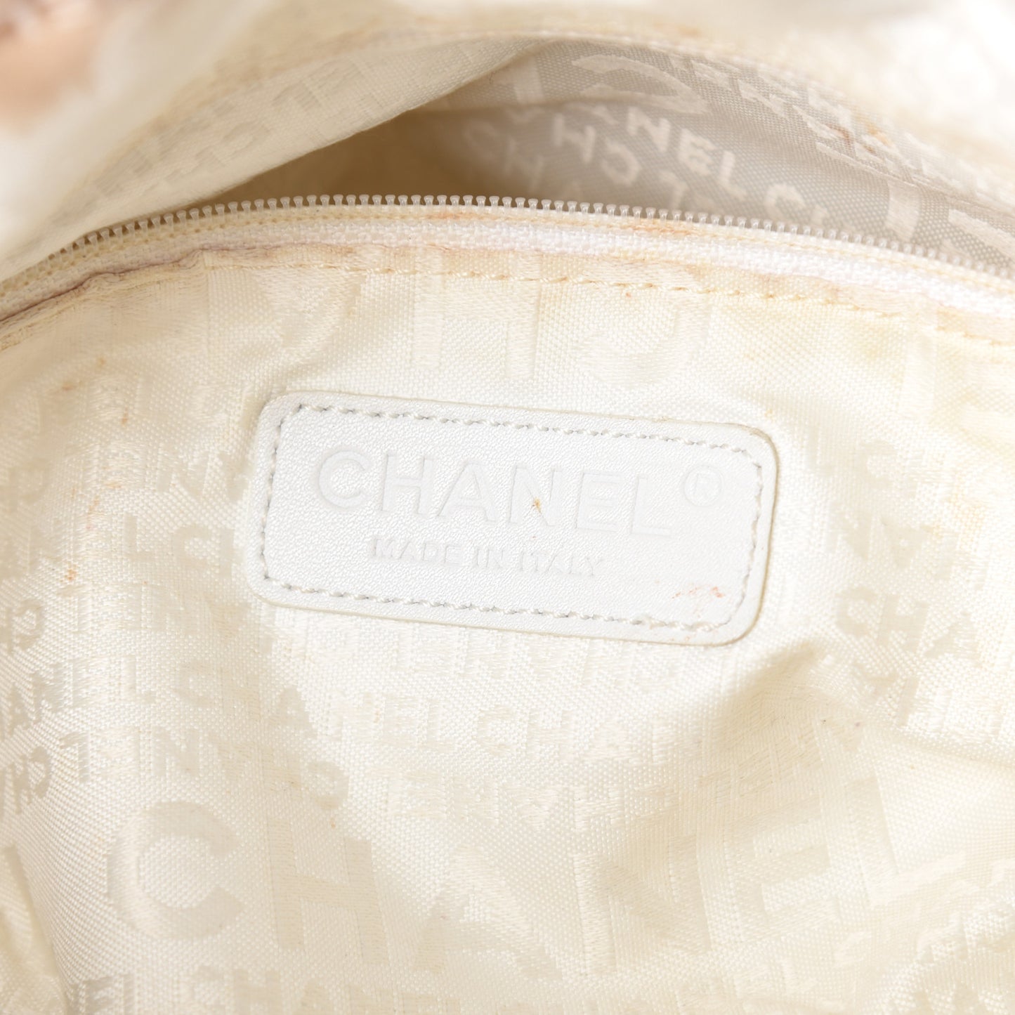 Calfskin Square Stitched Large Tote White