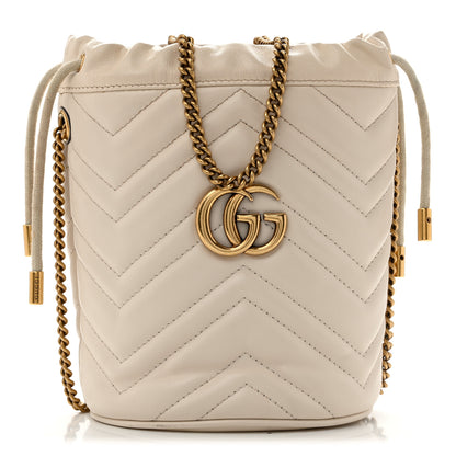 Gucci Calfskin Matelasse Mini GG Marmont 2.0 Bucket Bag White 1 of 13
