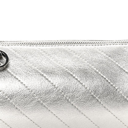 Gucci Sakai Be Green Calfskin Diagonal Stitched Mini Blondie Barrel Shoulder Bag Silver 7 of 9