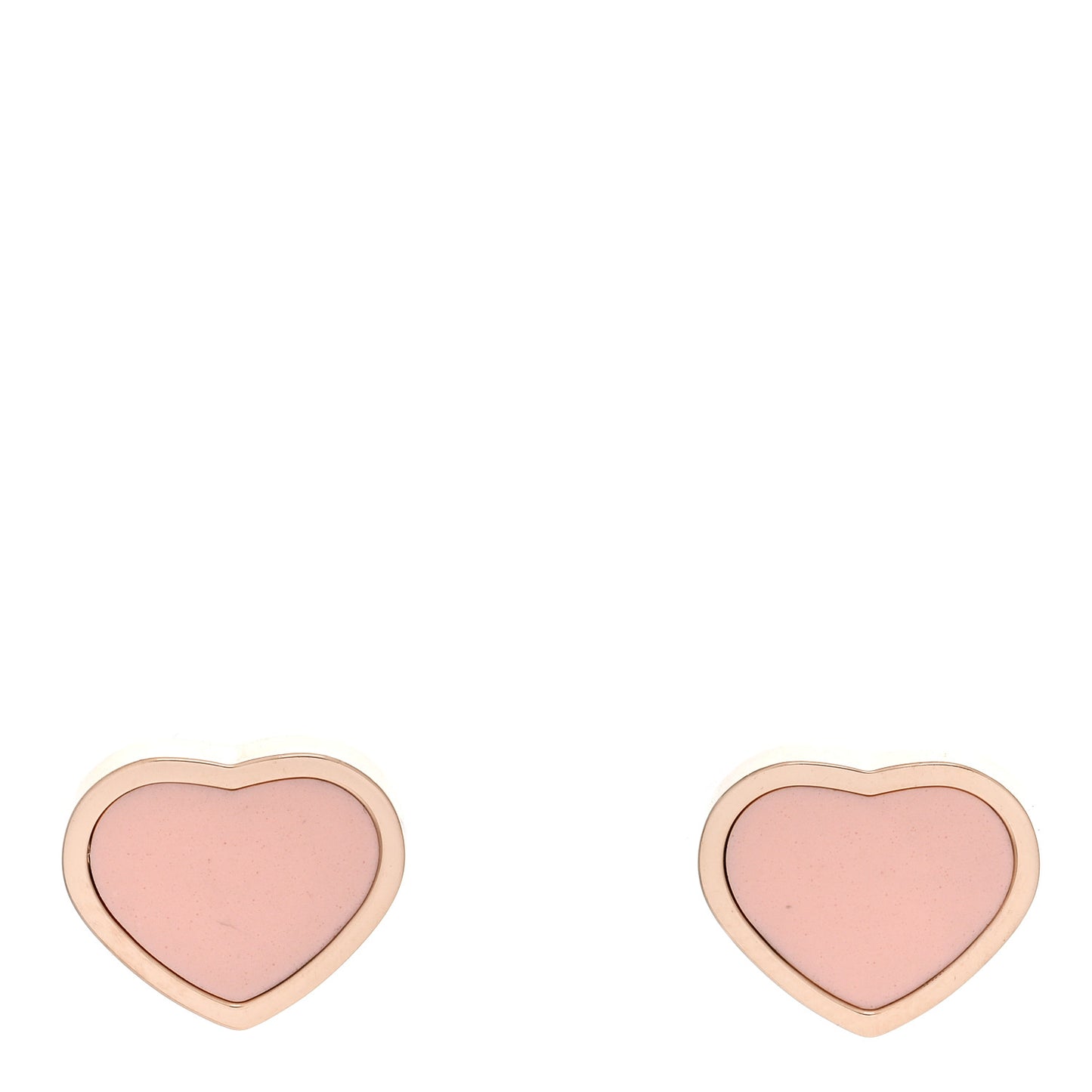 18K Rose Gold Pink Stone Happy Hearts Stud Earrings