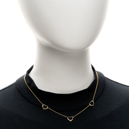 Tiffany 18K Yellow Gold Elsa Peretti 3 Open Heart Station Necklace 2 of 5