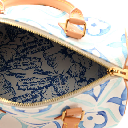 Louis Vuitton Monogram Tiles By The Pool Speedy Bandouliere 25 Lagoon Blue 4 of 9