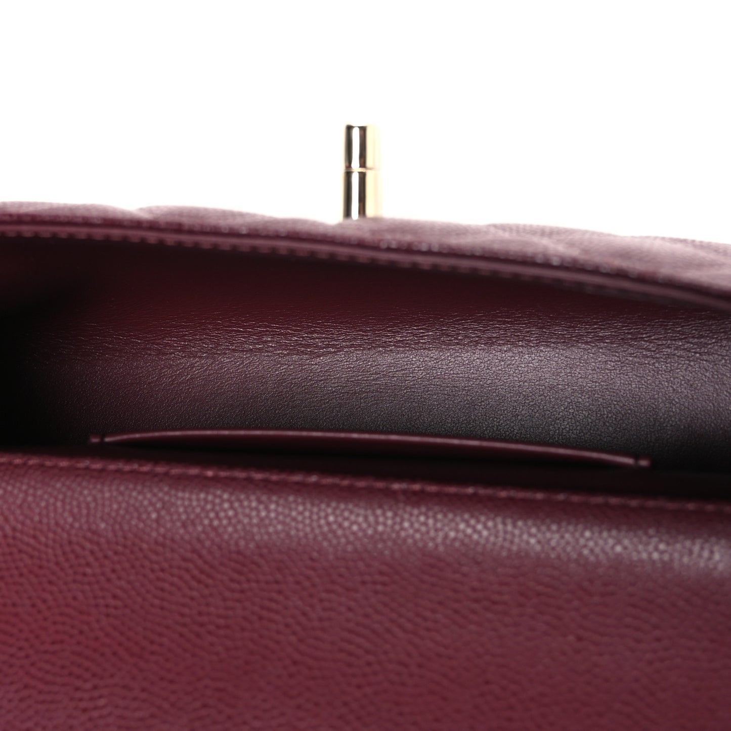 Caviar Quilted Coco Handle East West Clutch With Chain Dark Burgundy