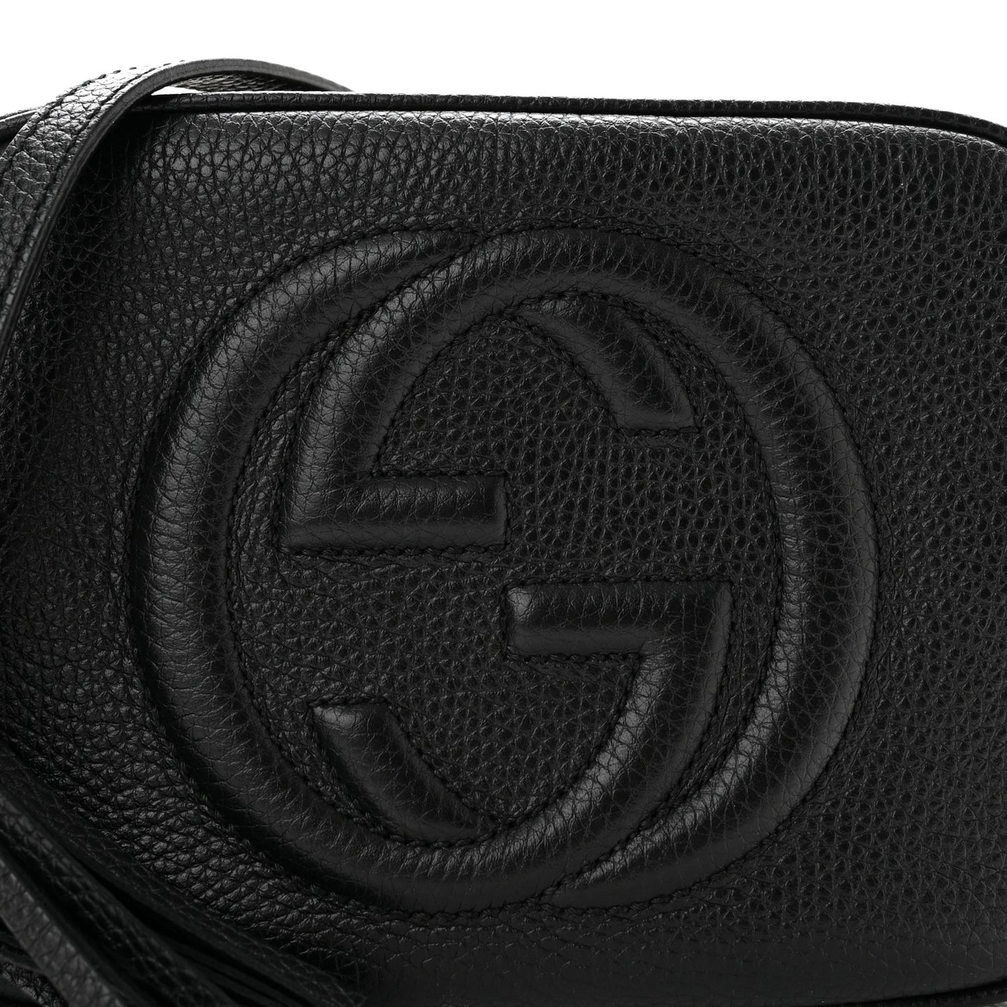Pebbled Calfskin Small Soho Disco Bag Black