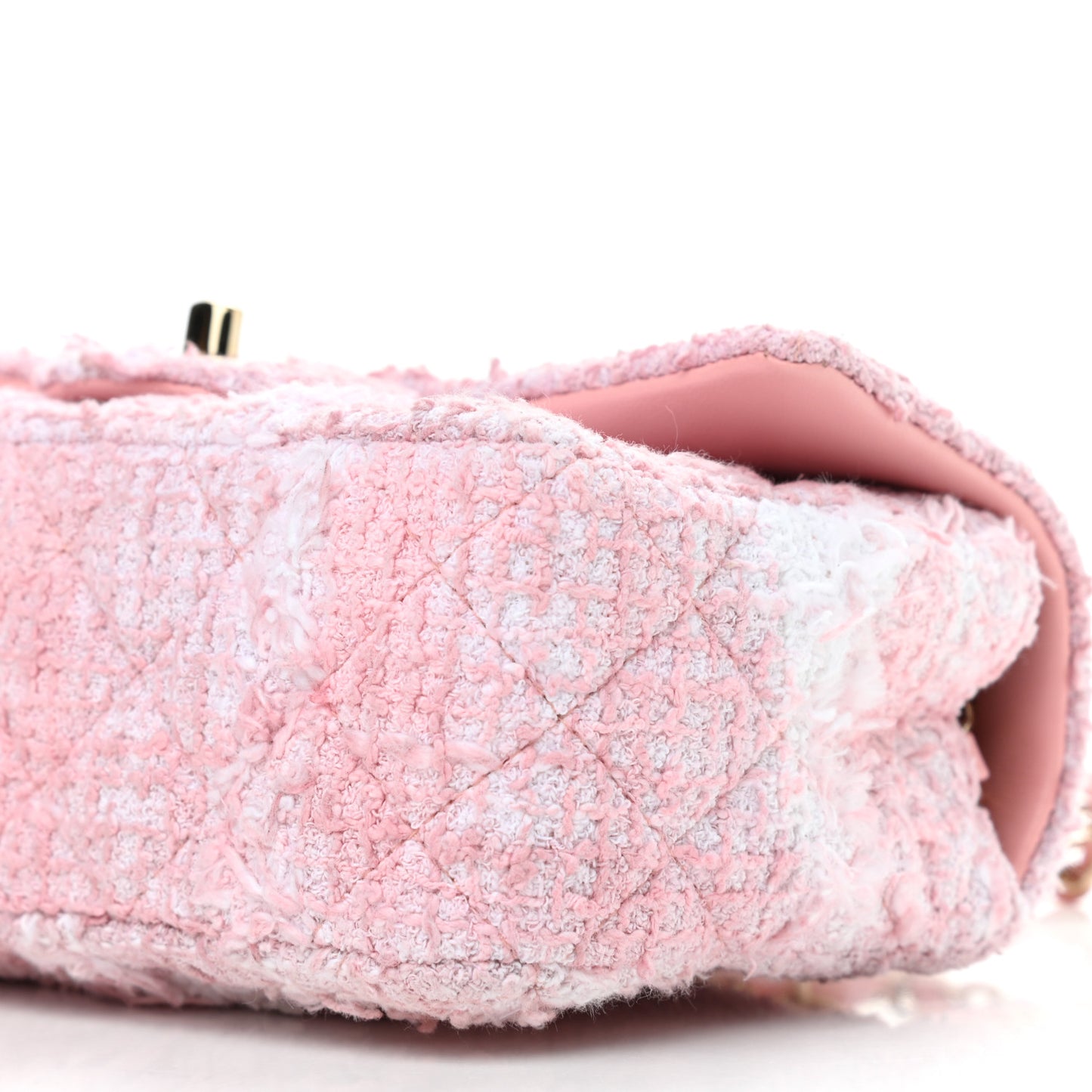 Tweed Quilted Mini Rectangular Flap Light Pink White