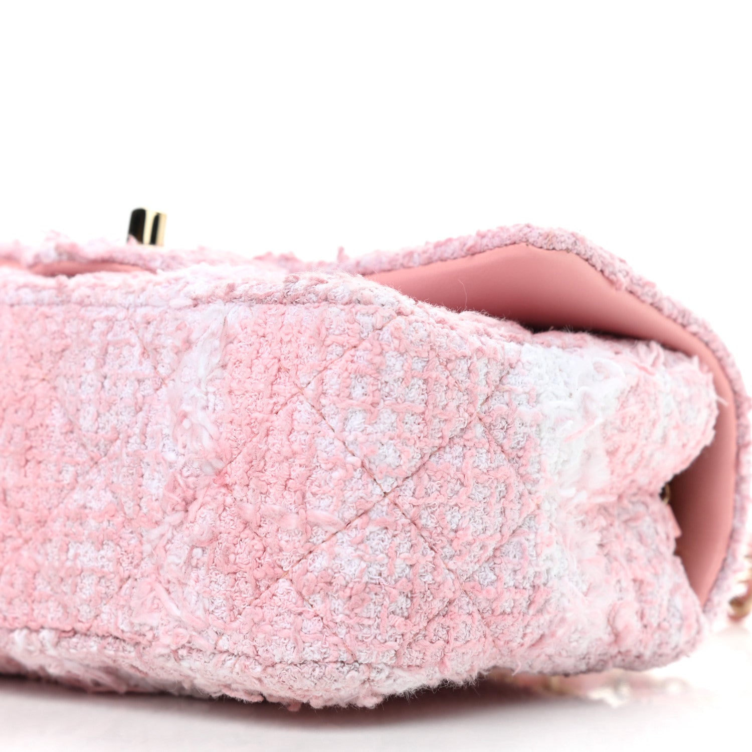 Chanel Tweed Quilted Mini Rectangular Flap Light Pink White 10 of 11