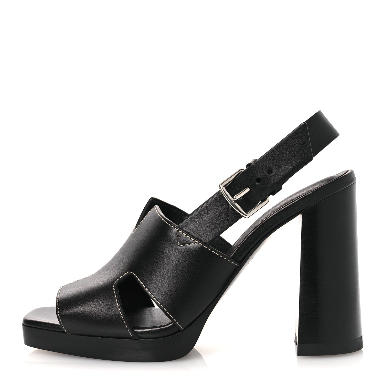 Hermes Calfskin Eris 90 Sandals 37 Black 1 of 12