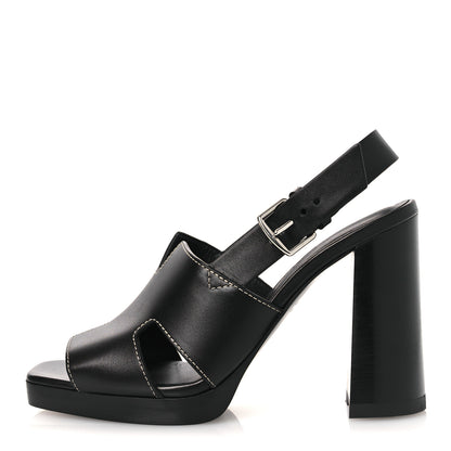 Hermes Calfskin Eris 90 Sandals 37 Black 1 of 12