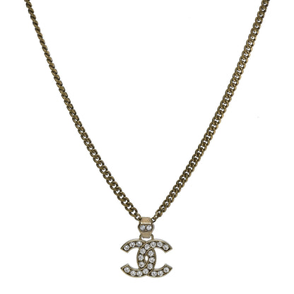 Chanel Crystal CC Pendant Necklace Gold 1 of 6