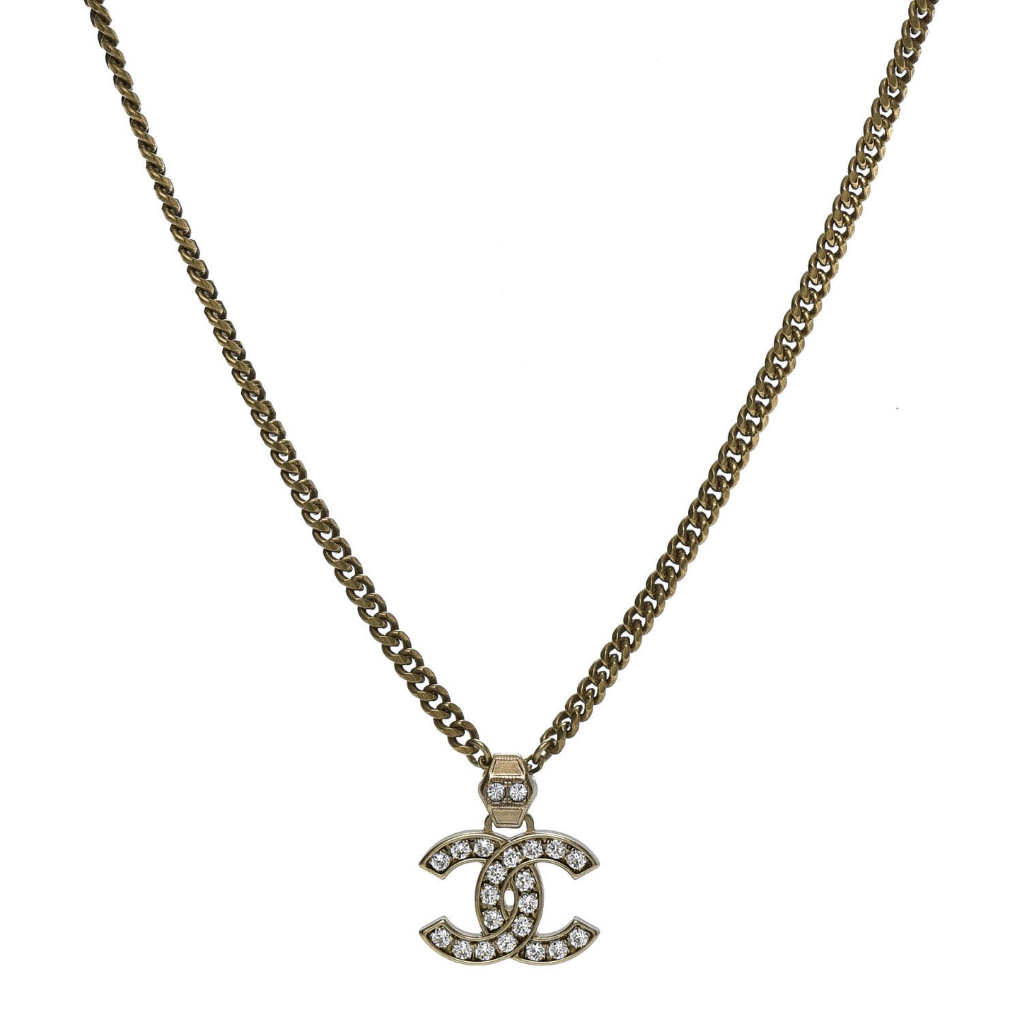 Crystal CC Pendant Necklace Gold