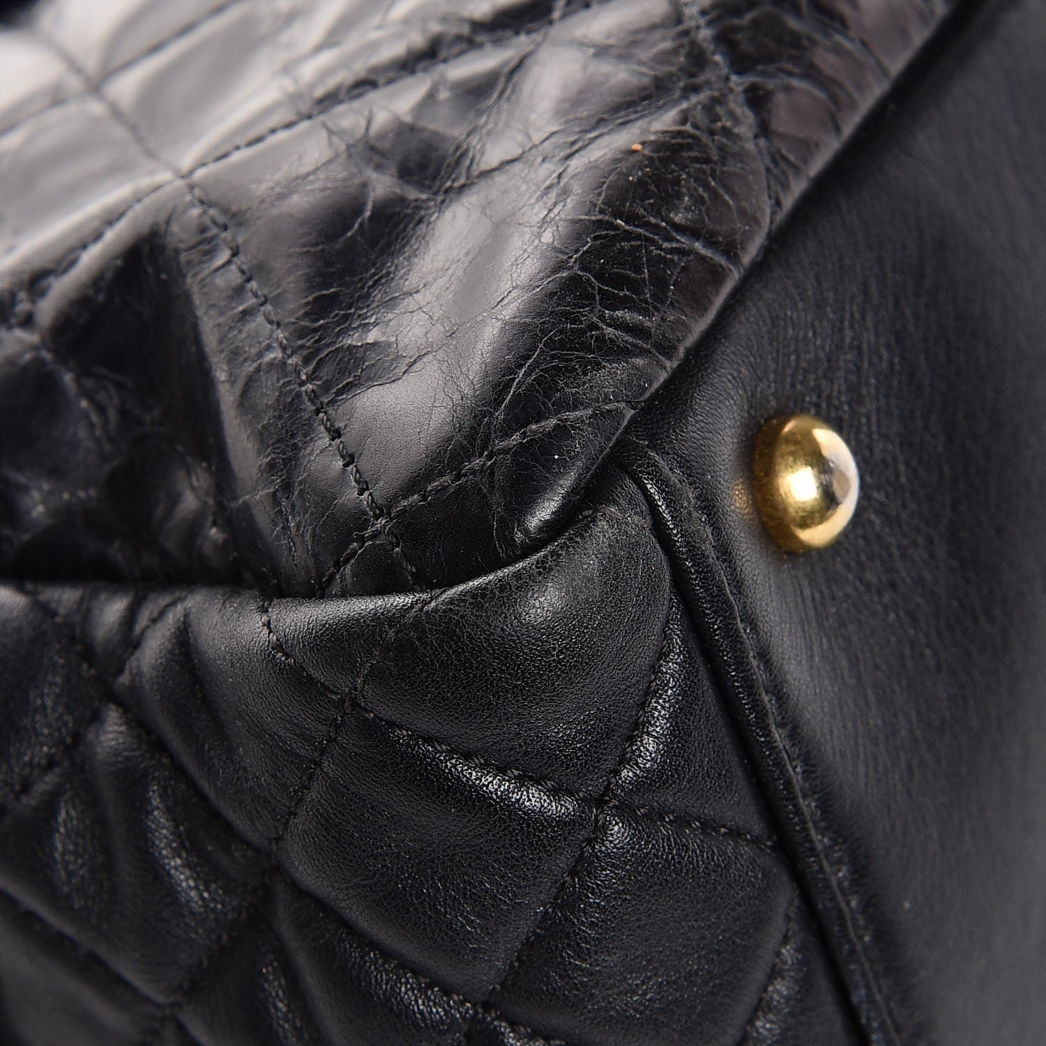 Chanel Glazed Calfskin Quilted Mademoiselle Tote Black 9 of 12