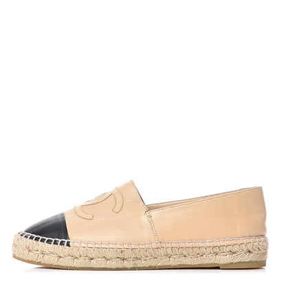 Chanel Lambskin CC Espadrilles 39 Beige Black 1 of 14