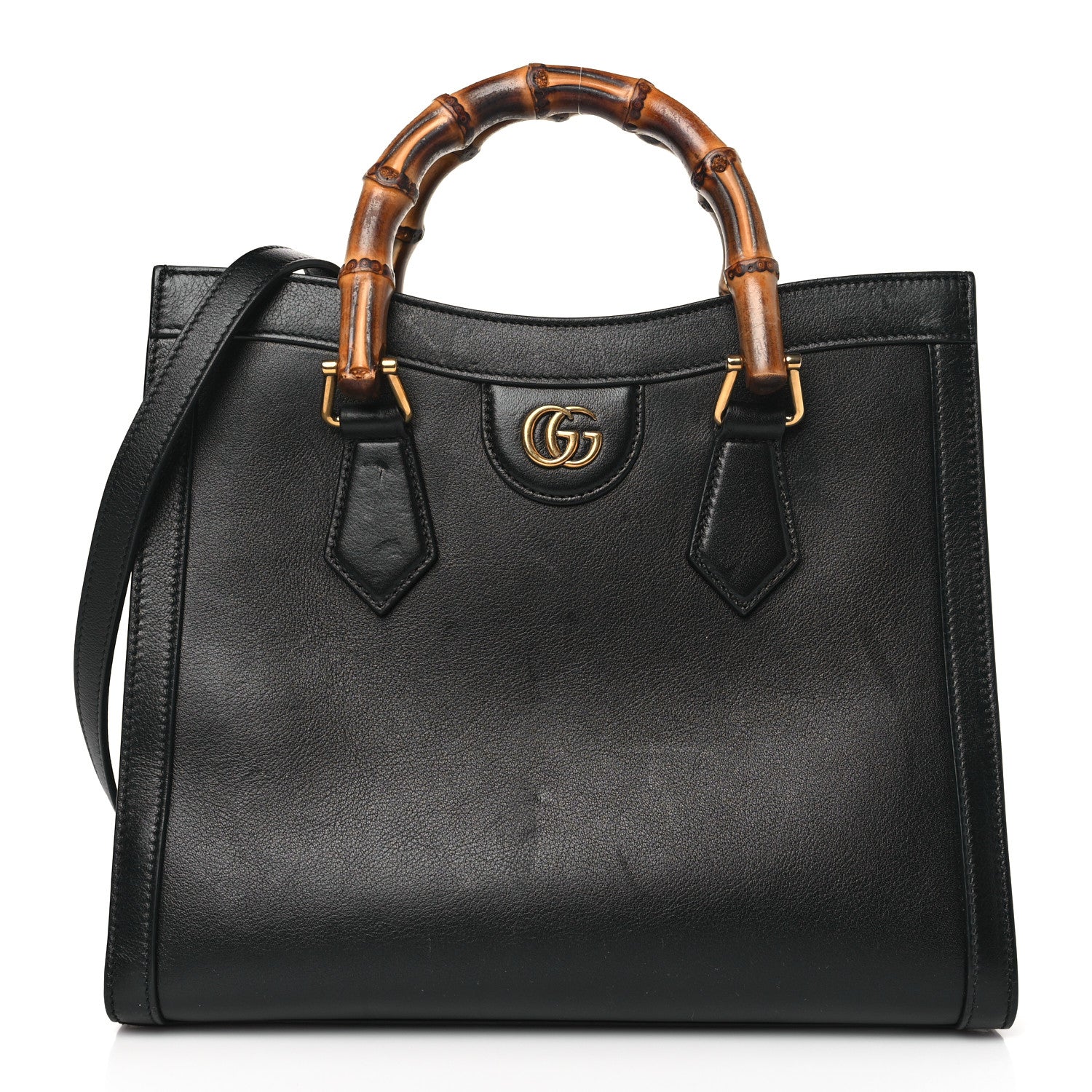 Gucci Calfskin Small Diana Tote Bag Black Yellow Fluo 1 of 11