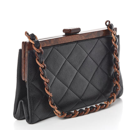 Chanel Caviar Quilted Wood Handle Clutch Black 2 of 9