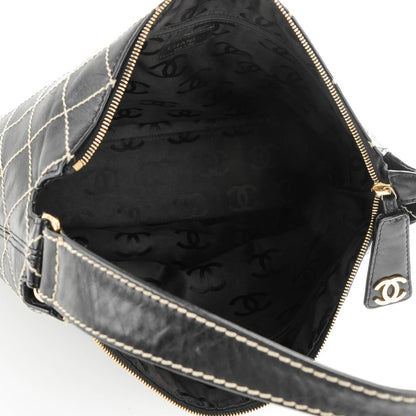 Chanel Calfskin Diamond Stitch Surpique Shoulder Bag Black 5 of 7