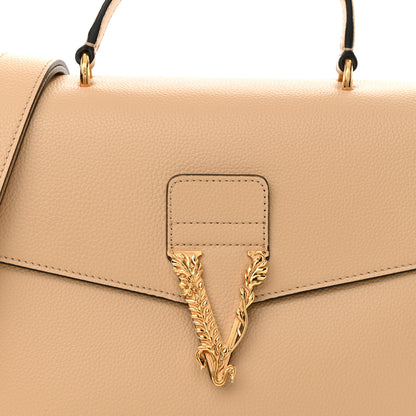 Versace Grainy Calfskin Virtus Top Handle Bag Beige 6 of 8