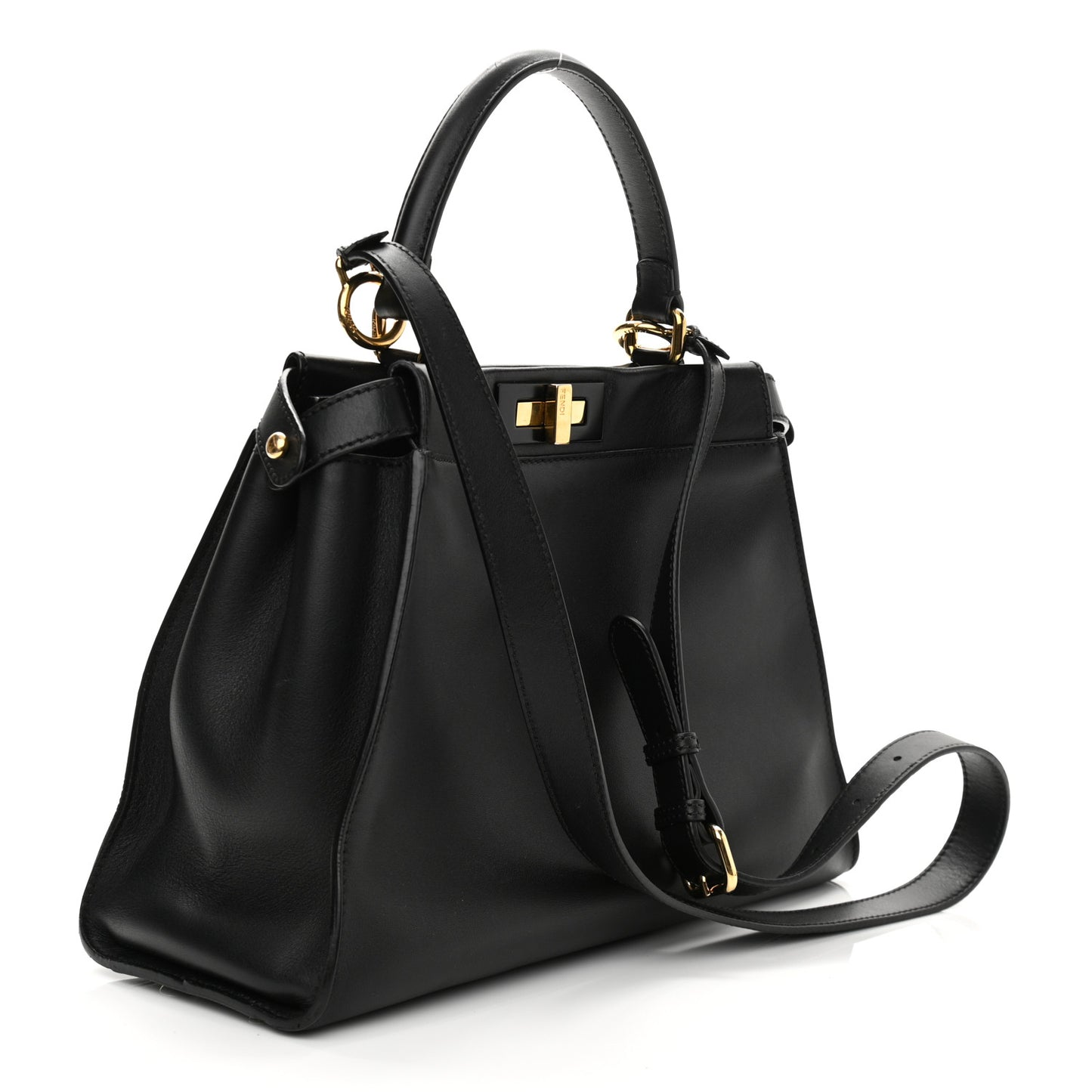 Vitello Seta Shiny Nappa Medium Peekaboo Iconic Satchel Black