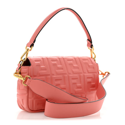 Fendi Nappa FF 1974 Embossed Baguette Rosa Pesca 3 of 10