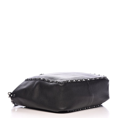 Valentino Garavani Stampa Alce Calfskin Medium Guitar Strap Rockstud Rolling Reversible Tote Black 7 of 19
