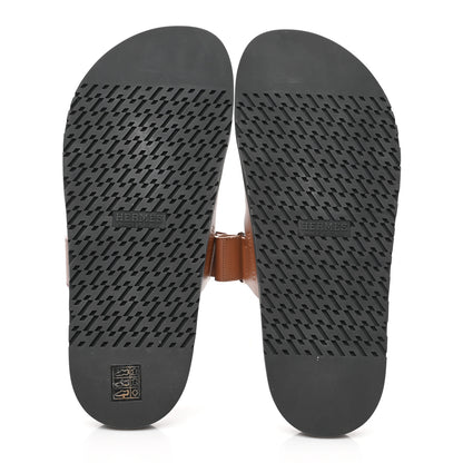 Hermes Calfskin Mens Chypre Sandals 43.5 Gold 5 of 9