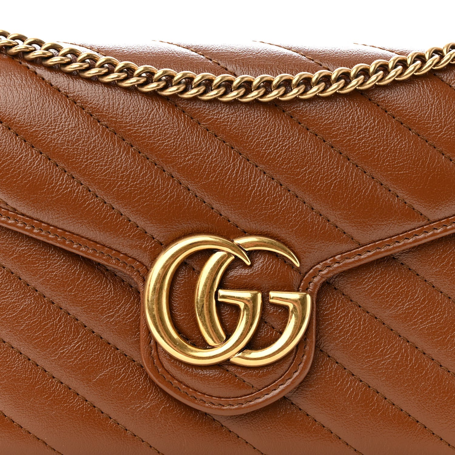 Gucci Azalea Calfskin Matelasse Diagonal GG Marmont Chain Wallet Cuir 7 of 9