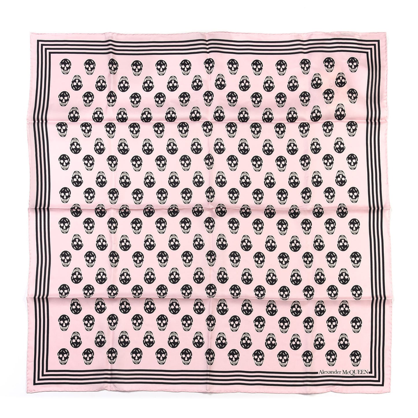 Silk Skull Scarf Pink Black