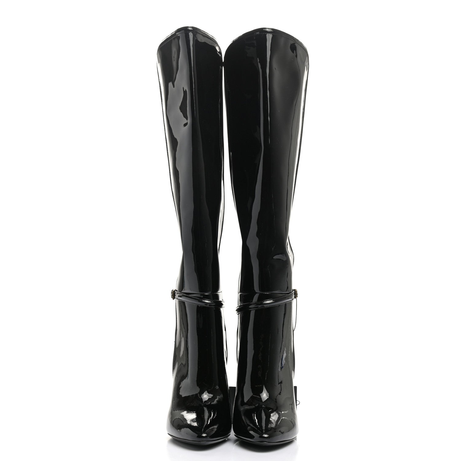 Saint Laurent Patent Knee High Boots 37.5 Black 2 of 8