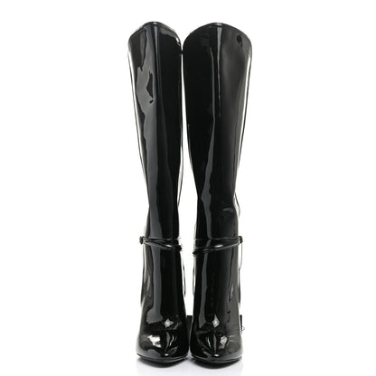 Saint Laurent Patent Knee High Boots 37.5 Black 2 of 8