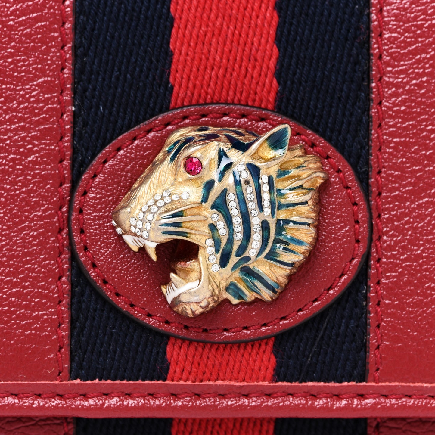 Calfskin Web Rajah Continental Wallet Romantic Cherry