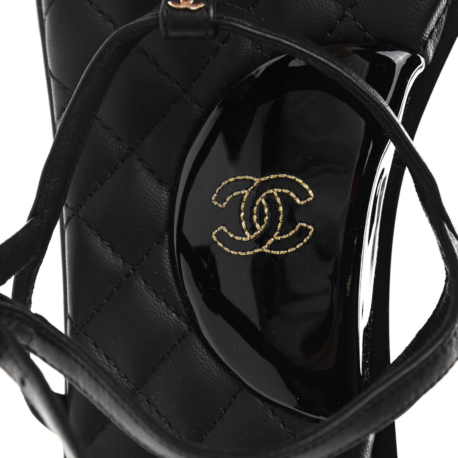 Chanel Lambskin Chain CC Logo Thong Sandals 38 Black 7 of 10