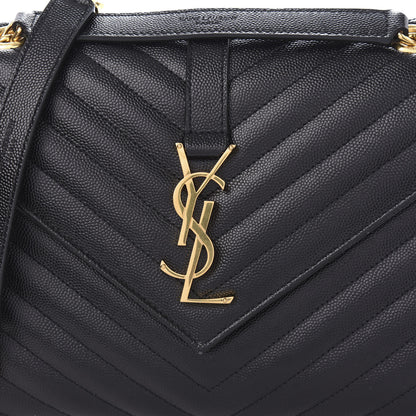 Saint Laurent Grain De Poudre Matelasse Chevron Medium Monogram Satchel Black 9 of 9