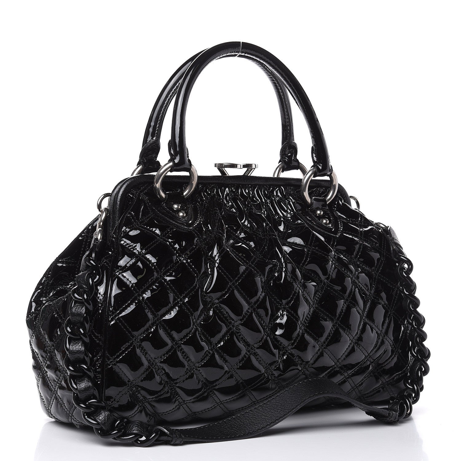 Marc Jacobs Patent Calfskin Quilted Stam Black 3 of 12