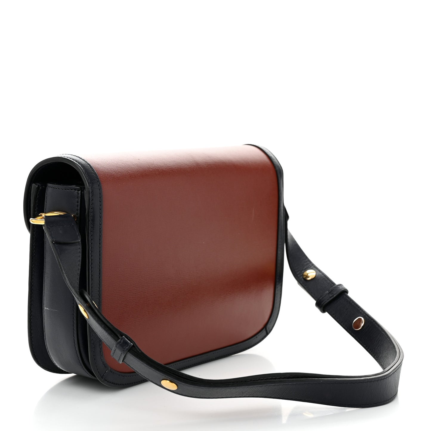 Azalea Calfskin Tri-Color Horsebit 1955 Shoulder Bag New Cherry Red Sun Oil Blue