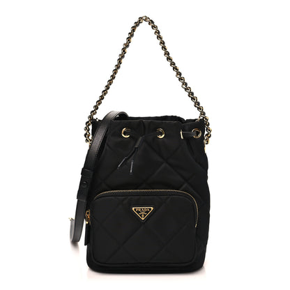 Prada Re-Nylon Saffiano Stitched Duet Bucket Bag Black 1 of 10
