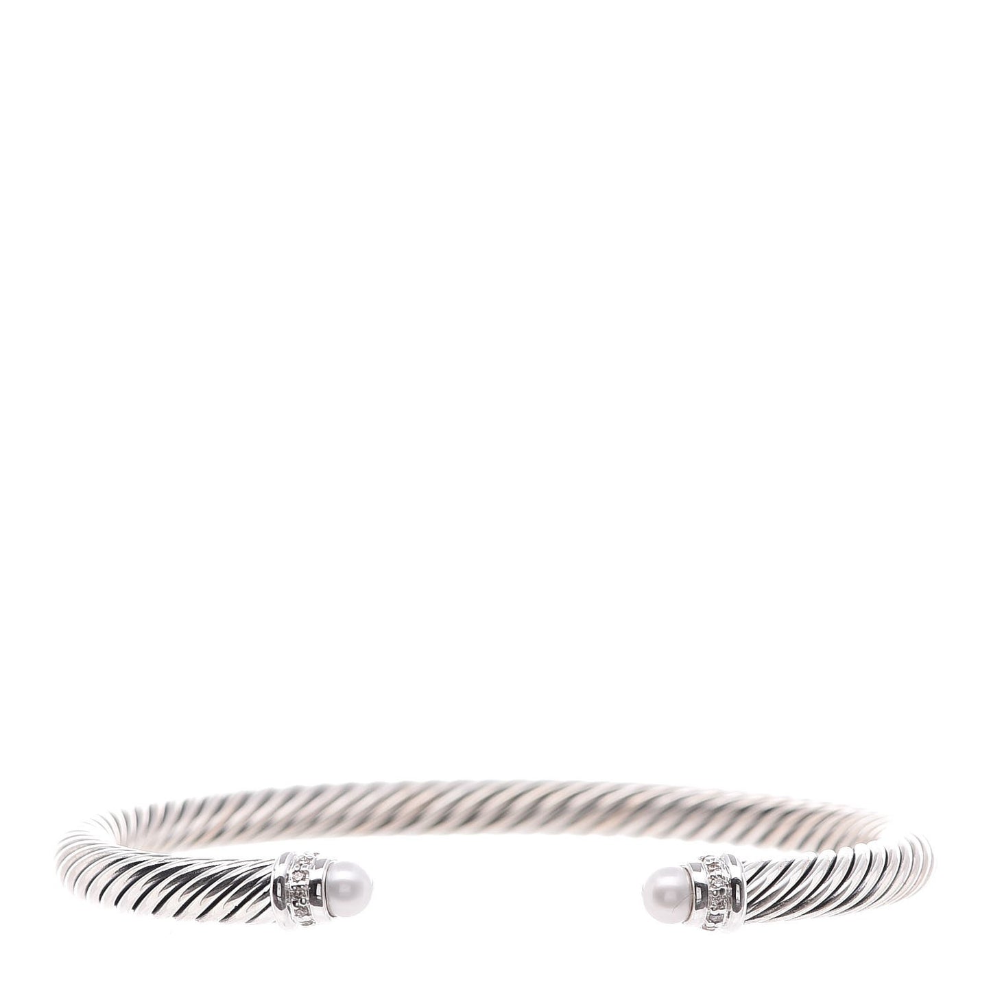 Sterling Silver Diamond Pearl 5mm Cable Classics Princess Bracelet