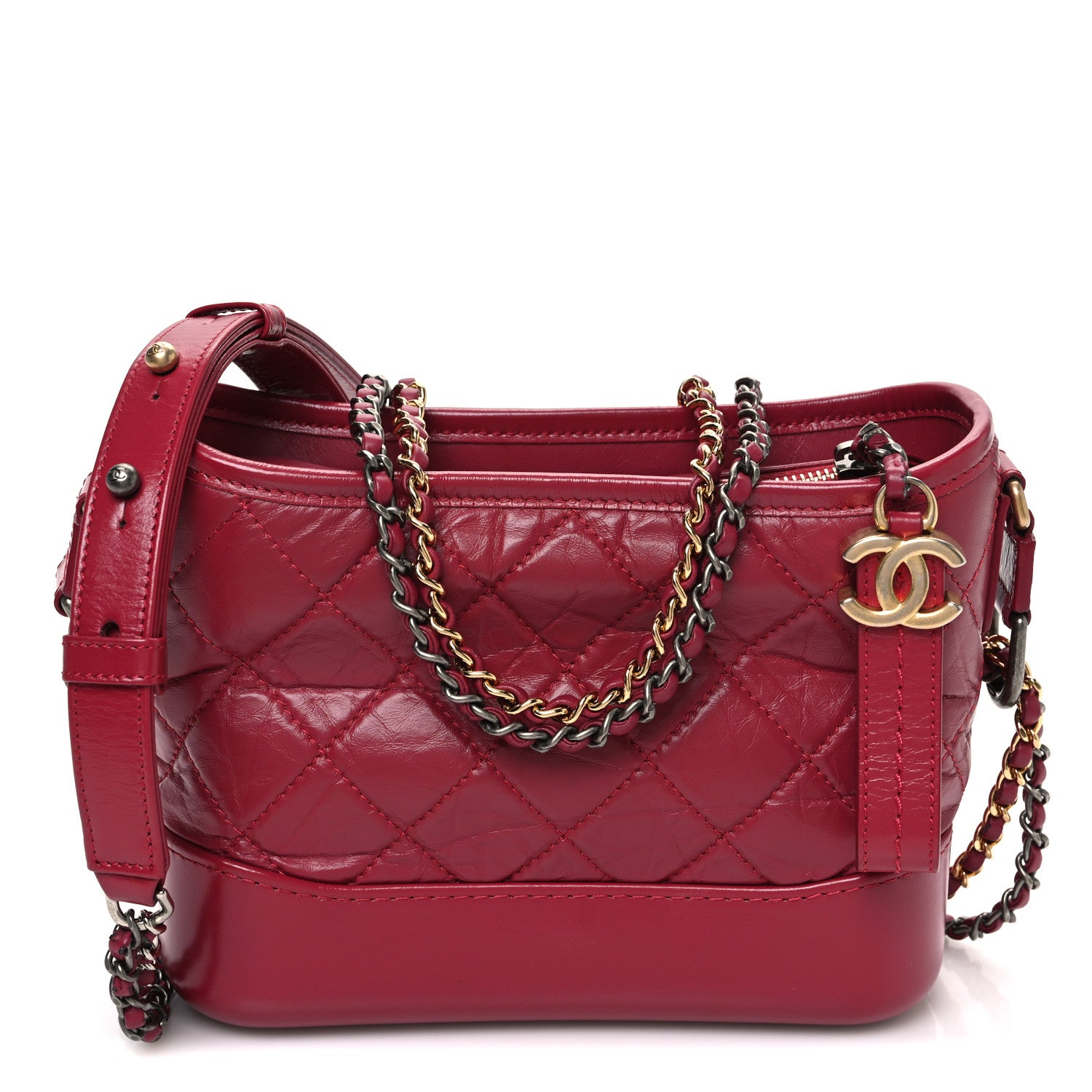 Chanel Aged Calfskin Quilted Small Gabrielle Hobo Red 1 of 11