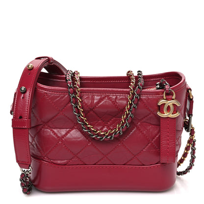 Chanel Aged Calfskin Quilted Small Gabrielle Hobo Red 1 of 11